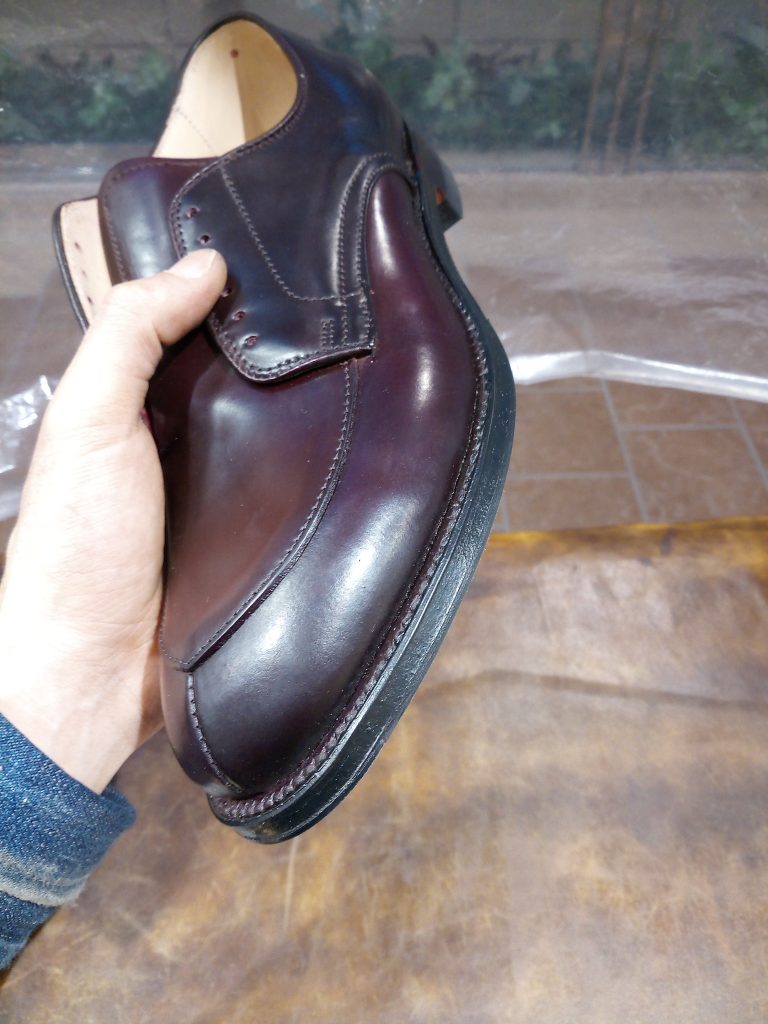 靴修理　新品Alden（オールデン）コードバン　トゥスティール+ハーフソール